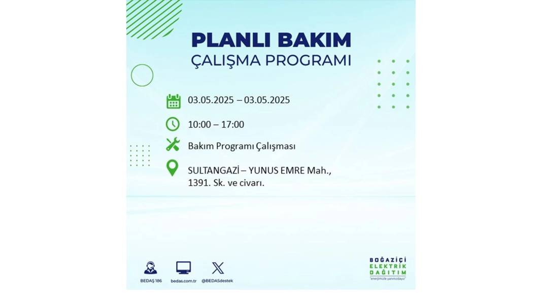 KARANLIĞA GÖMÜLECEKLER: 3 Mayıs Cumartesi elektrik kesintisi yaşayacak ilçeler belli oldu. BEDAŞ o ilçeleri uyardı! 3