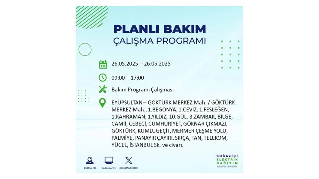 BÜYÜK ELEKTRİK KESİNTİSİ YAŞANACAK: BEDAŞ 26 Mayıs Pazartesi günü elektrik kesintisi yaşayacak ilçeleri sıraladı! 23