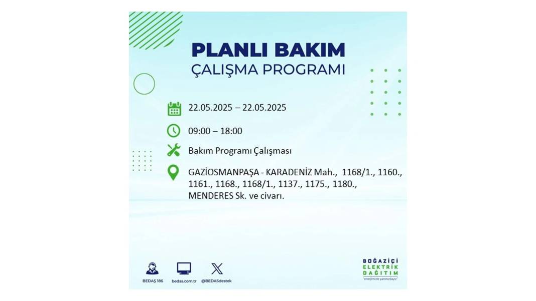 BÜYÜK KESİNTİ YAŞANACAK: 22 Mayıs Perşembe İstanbul elektrik kesintisi. BEDAŞ elektrik kesintisi yaşayacak ilçeleri sıraladı 26