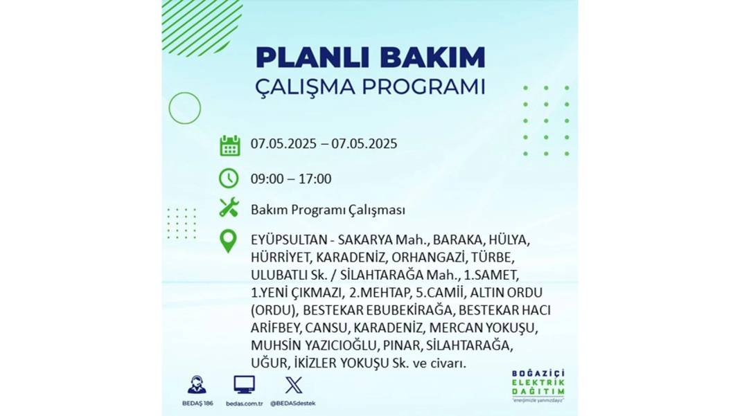 BÜYÜK ELEKTRİK KESİNTİSİ YAŞANACAK: BEDAŞ 7 Mayıs Çarşamba günü elektrik kesintisi yaşayacak ilçeleri sıraladı! 43