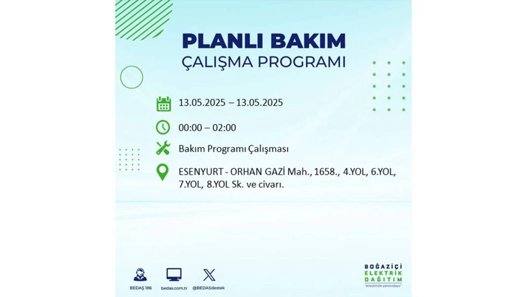 KARANLIĞA GÖMÜLECEKLER: 13 Mayıs Salı İstanbul elektrik kesintisi. BEDAŞ elektrik kesintisi yaşayacak ilçeleri sıraladı 34