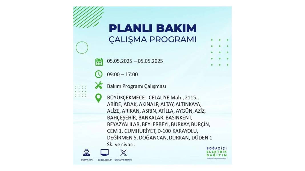 BÜYÜK ELEKTRİK KESİNTİSİ YAŞANACAK: BEDAŞ 5 Mayıs Pazartesi elektrik kesintisi yaşayacak ilçeleri sıraladı! 64