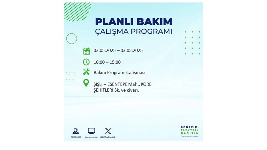 KARANLIĞA GÖMÜLECEKLER: 3 Mayıs Cumartesi elektrik kesintisi yaşayacak ilçeler belli oldu. BEDAŞ o ilçeleri uyardı! 1