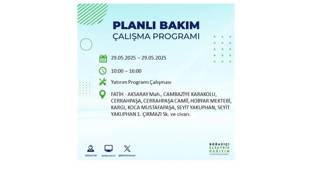 BÜYÜK ELEKTRİK KESİNTİSİ YAŞANACAK: BEDAŞ 29 Mayıs elektrik kesintisi yaşayacak ilçeleri sıraladı! 22