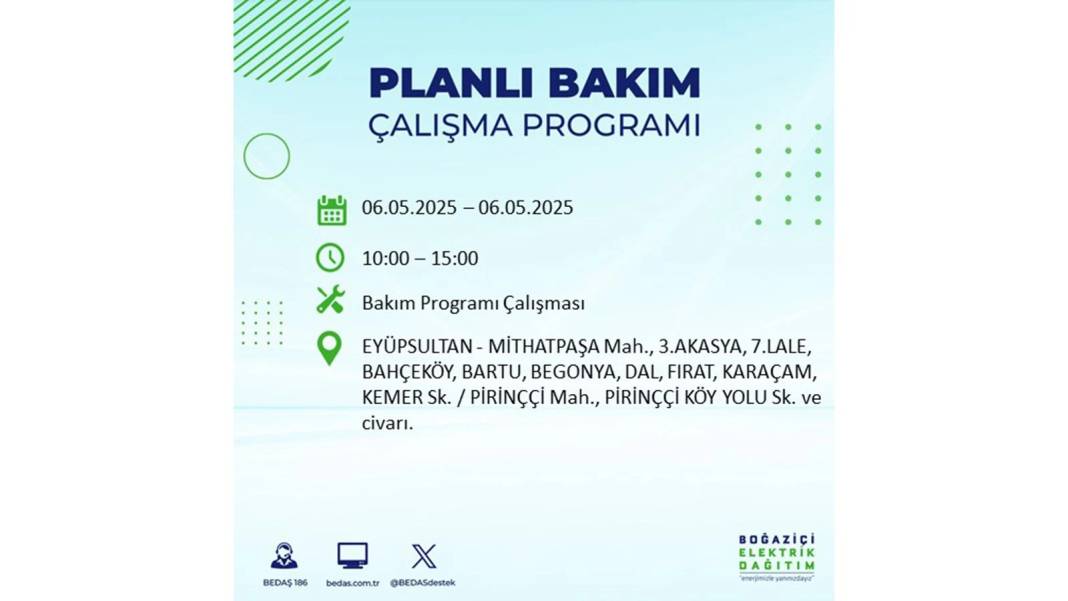 KARANLIĞA GÖMÜLECEKLER: 6 Mayıs Salı İstanbul elektrik kesintisi. BEDAŞ o ilçeleri teker teker uyardı 82
