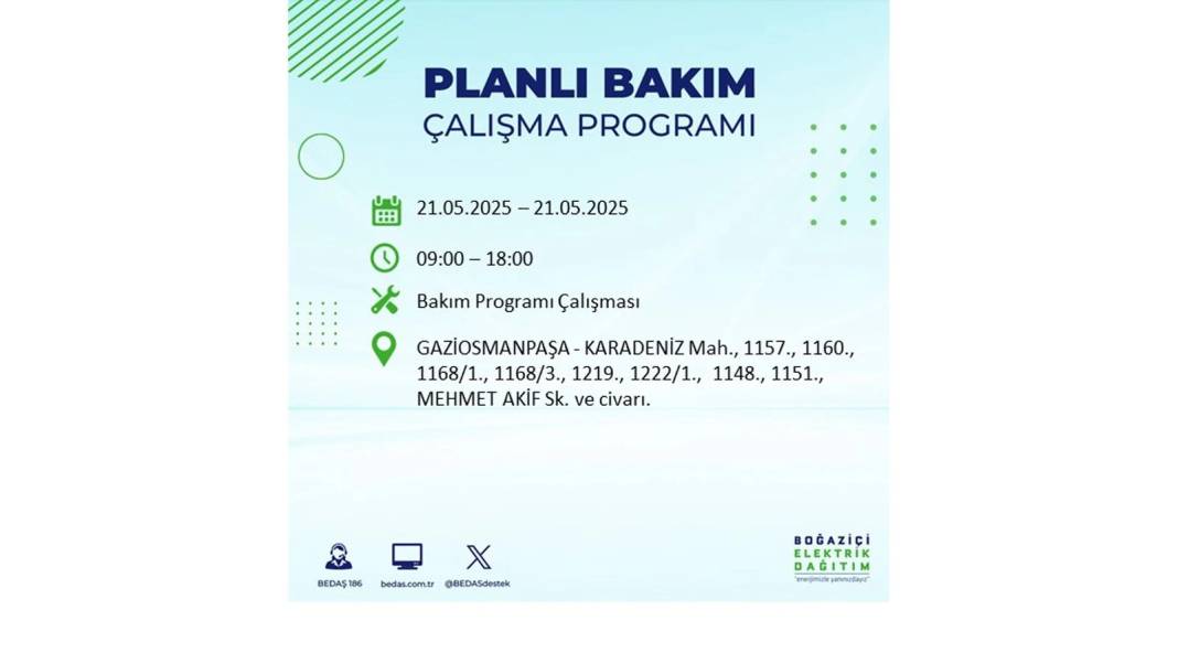 KARANLIĞA GÖMÜLECEKLER: 21 Mayıs Çarşamba İstanbul elektrik kesintisi. BEDAŞ elektrik kesintisi yaşayacakları sıraladı! 17