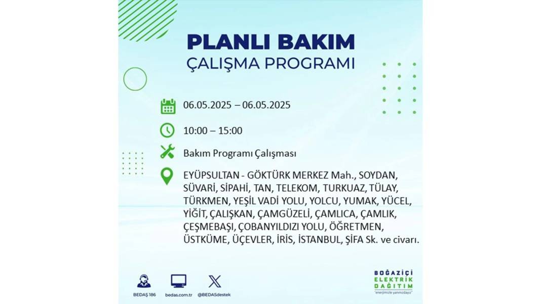 KARANLIĞA GÖMÜLECEKLER: 6 Mayıs Salı İstanbul elektrik kesintisi. BEDAŞ o ilçeleri teker teker uyardı 81