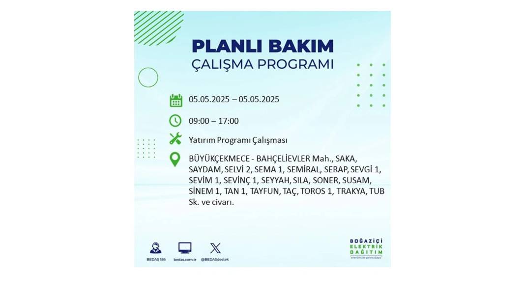BÜYÜK ELEKTRİK KESİNTİSİ YAŞANACAK: BEDAŞ 5 Mayıs Pazartesi elektrik kesintisi yaşayacak ilçeleri sıraladı! 61