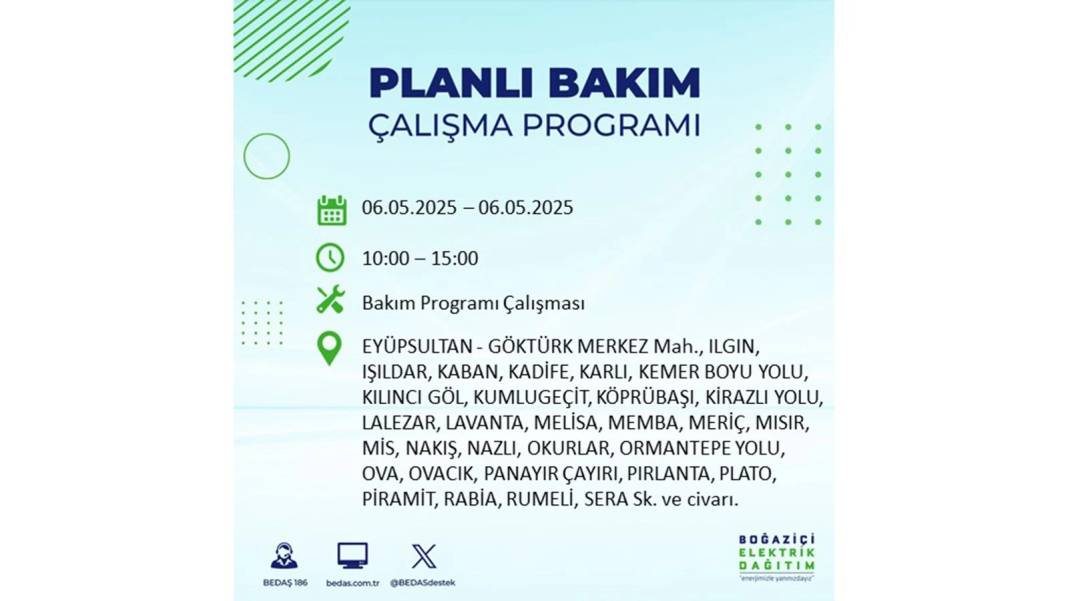 KARANLIĞA GÖMÜLECEKLER: 6 Mayıs Salı İstanbul elektrik kesintisi. BEDAŞ o ilçeleri teker teker uyardı 80