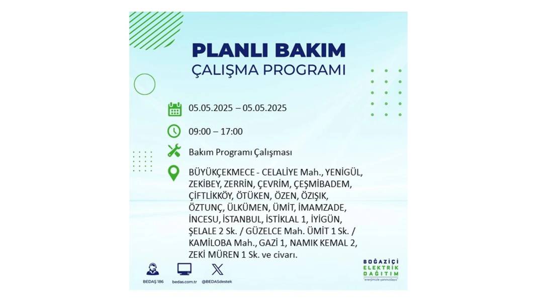BÜYÜK ELEKTRİK KESİNTİSİ YAŞANACAK: BEDAŞ 5 Mayıs Pazartesi elektrik kesintisi yaşayacak ilçeleri sıraladı! 62
