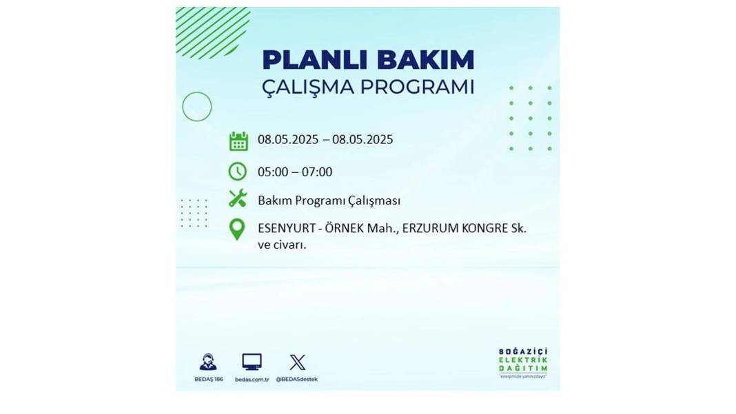 BÜYÜK ELEKTRİK KESİNTİSİ YAŞANACAK: 8 Mayıs Perşembe İstanbul elektrik kesintisi. BEDAŞ o ilçeleri uyardı! 52
