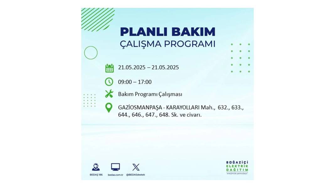 KARANLIĞA GÖMÜLECEKLER: 21 Mayıs Çarşamba İstanbul elektrik kesintisi. BEDAŞ elektrik kesintisi yaşayacakları sıraladı! 18