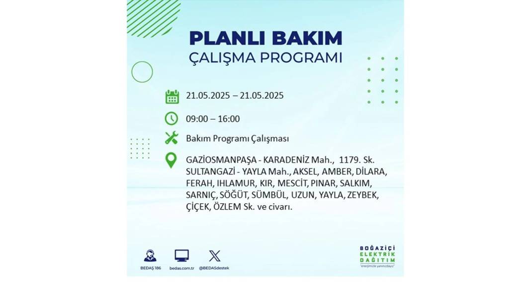 KARANLIĞA GÖMÜLECEKLER: 21 Mayıs Çarşamba İstanbul elektrik kesintisi. BEDAŞ elektrik kesintisi yaşayacakları sıraladı! 14
