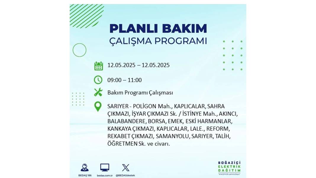 12 Mayıs İstanbul elektrik kesintisi: BEDAŞ elektrik kesintisi yaşayacak ilçeleri sıraladı. Elektrikler ne zaman gelecek? 17
