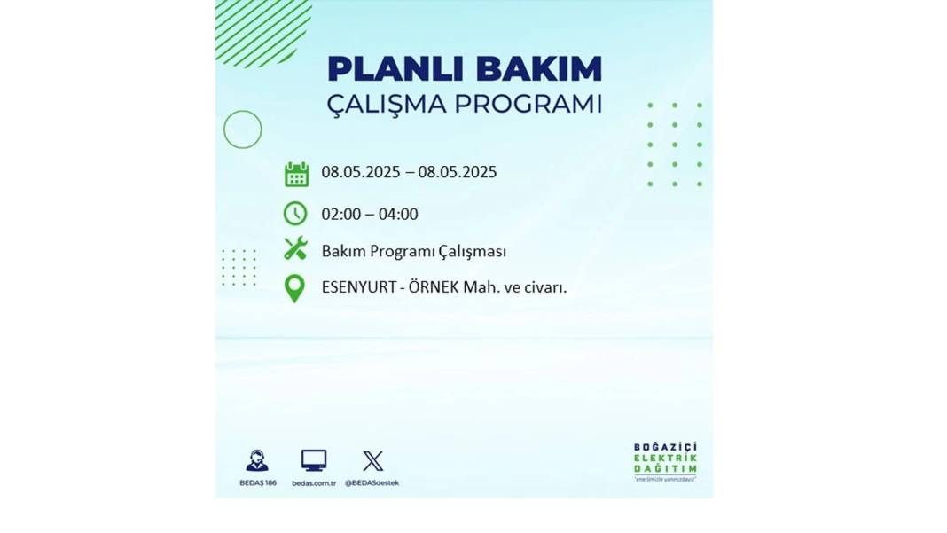 BÜYÜK ELEKTRİK KESİNTİSİ YAŞANACAK: 8 Mayıs Perşembe İstanbul elektrik kesintisi. BEDAŞ o ilçeleri uyardı! 51