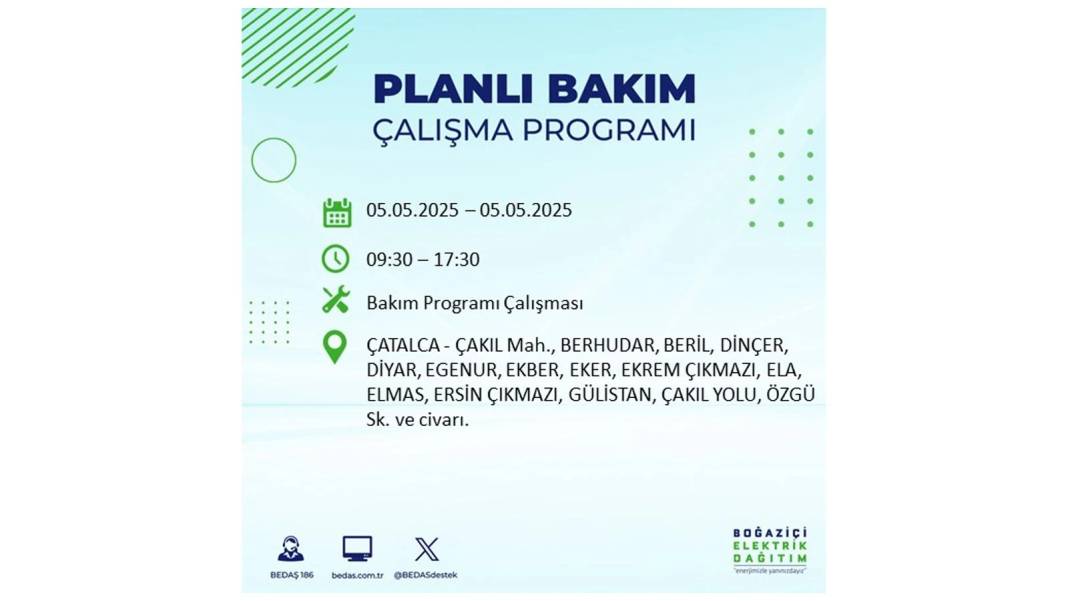BÜYÜK ELEKTRİK KESİNTİSİ YAŞANACAK: BEDAŞ 5 Mayıs Pazartesi elektrik kesintisi yaşayacak ilçeleri sıraladı! 60