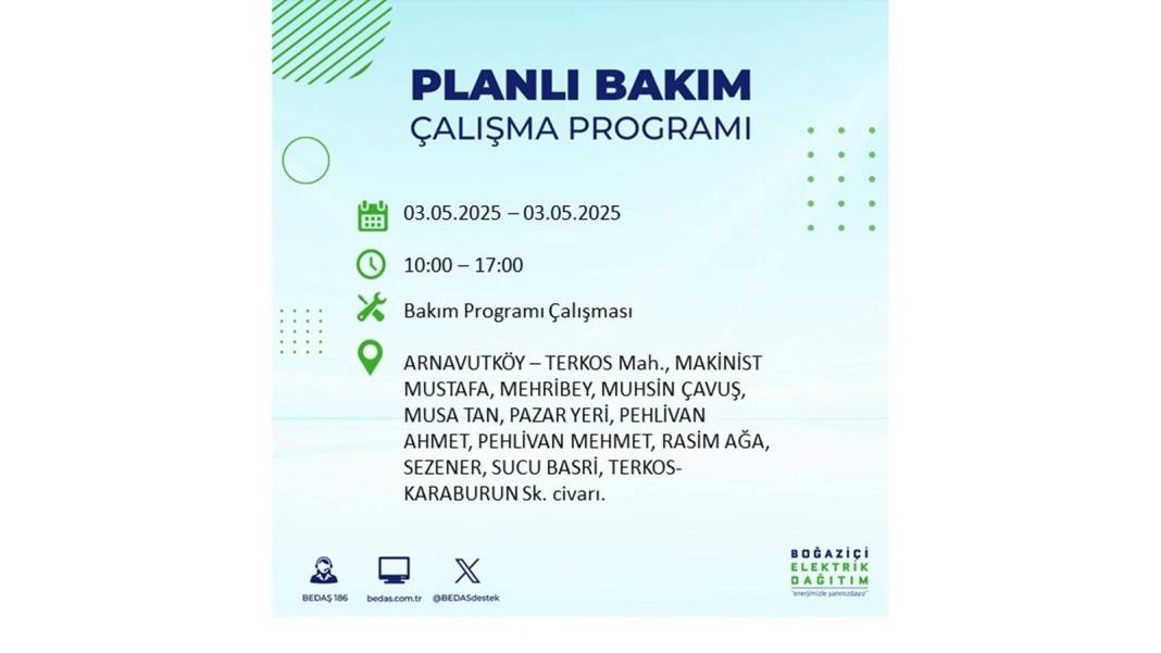 KARANLIĞA GÖMÜLECEKLER: 3 Mayıs Cumartesi elektrik kesintisi yaşayacak ilçeler belli oldu. BEDAŞ o ilçeleri uyardı! 45