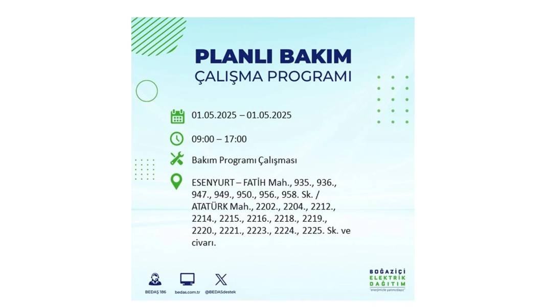 KARANLIĞA HAPSOLACAKLAR: 1 Mayıs Perşembe İstanbul elektrik kesintisi. BEDAŞ o ilçeleri teker teker uyardı 6
