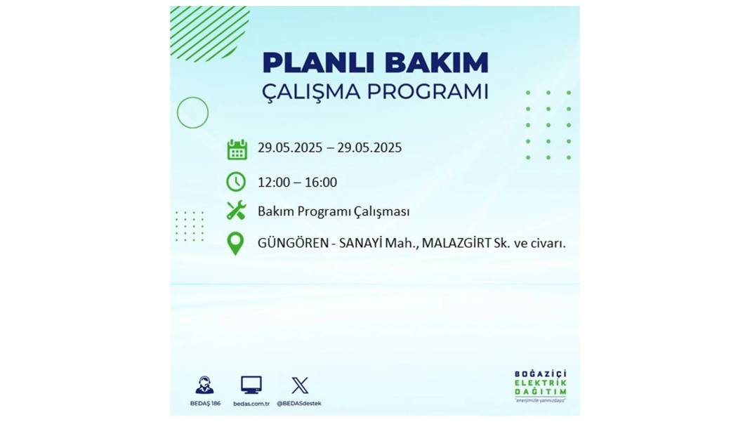 BÜYÜK ELEKTRİK KESİNTİSİ YAŞANACAK: BEDAŞ 29 Mayıs elektrik kesintisi yaşayacak ilçeleri sıraladı! 23