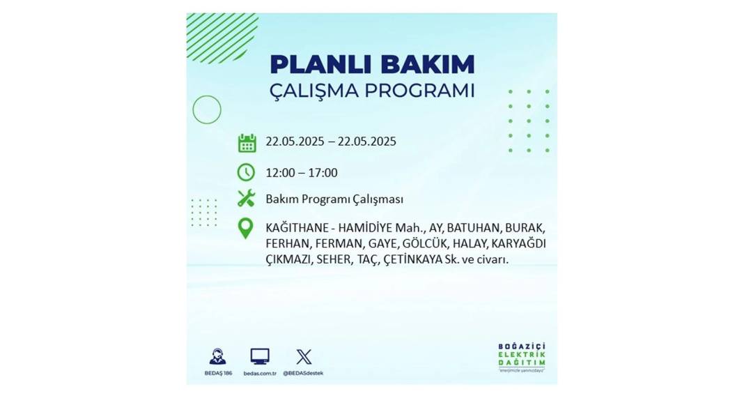 BÜYÜK KESİNTİ YAŞANACAK: 22 Mayıs Perşembe İstanbul elektrik kesintisi. BEDAŞ elektrik kesintisi yaşayacak ilçeleri sıraladı 17