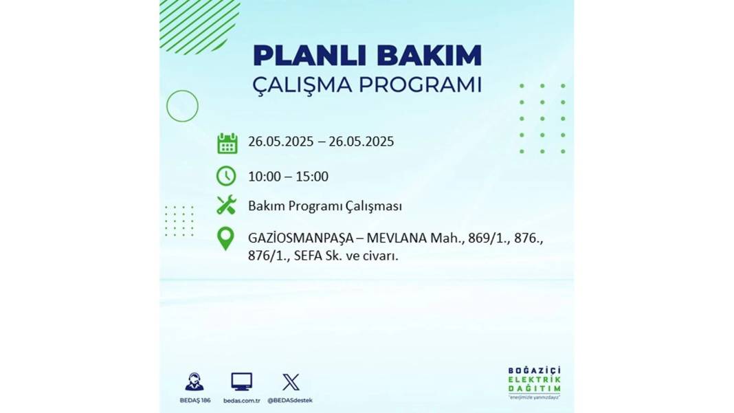 BÜYÜK ELEKTRİK KESİNTİSİ YAŞANACAK: BEDAŞ 26 Mayıs Pazartesi günü elektrik kesintisi yaşayacak ilçeleri sıraladı! 16