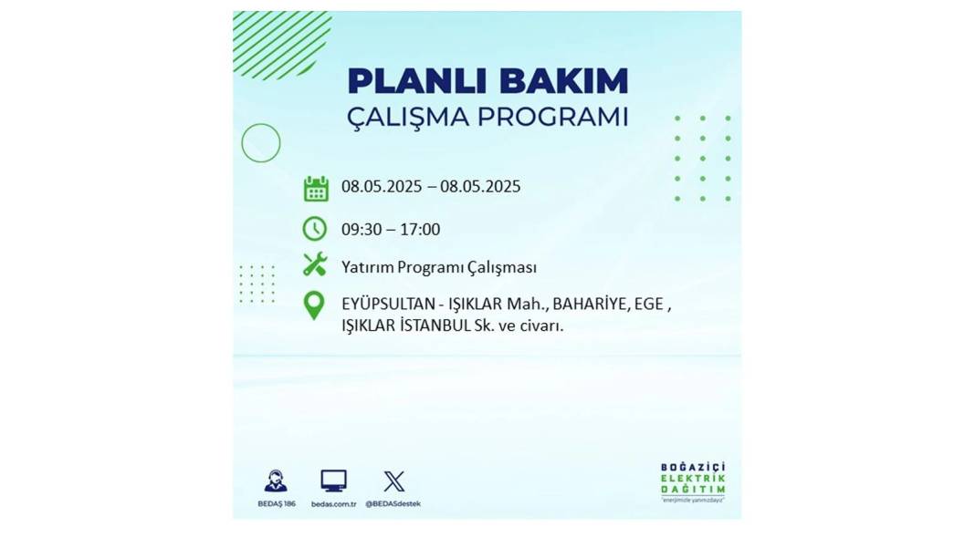 BÜYÜK ELEKTRİK KESİNTİSİ YAŞANACAK: 8 Mayıs Perşembe İstanbul elektrik kesintisi. BEDAŞ o ilçeleri uyardı! 47