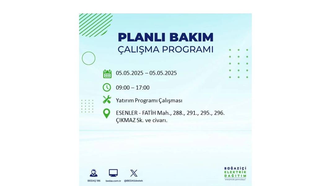 BÜYÜK ELEKTRİK KESİNTİSİ YAŞANACAK: BEDAŞ 5 Mayıs Pazartesi elektrik kesintisi yaşayacak ilçeleri sıraladı! 55