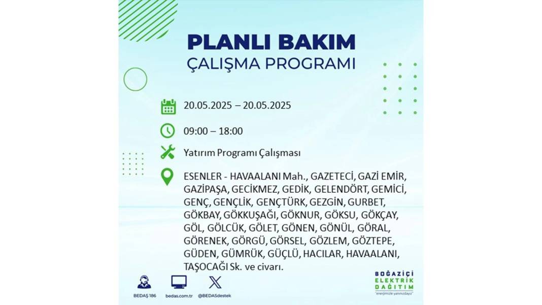 BÜYÜK KESİNTİ YAŞANACAK: 20 Mayıs İstanbul elektrik kesintisi. BEDAŞ elektrik kesintisi yaşayacak ilçeleri teker teker duyurdu! 43