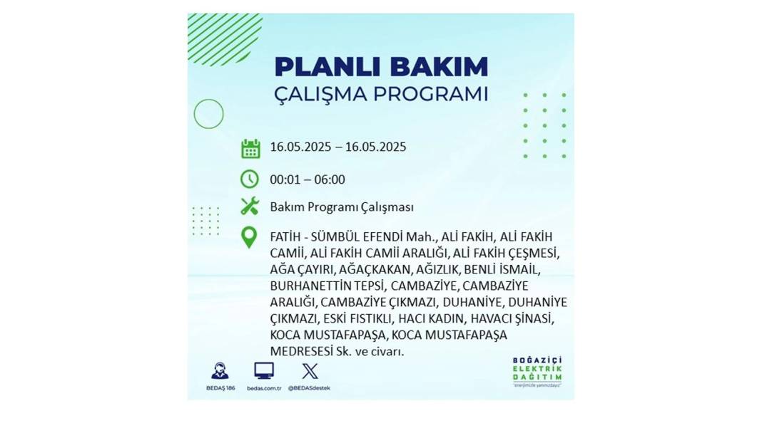 KARANLIĞA HAPSOLACAKLAR: 16 Mayıs Cuma İstanbul elektrik kesintisi. BEDAŞ elektrik kesintisi yaşayacak ilçeleri sıraladı! 34
