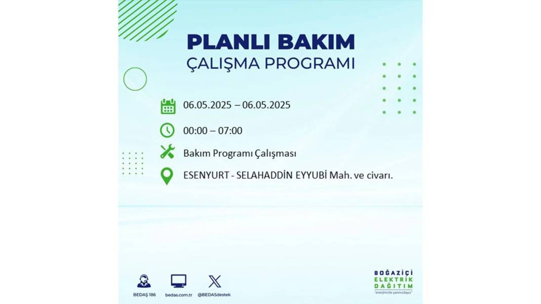 KARANLIĞA GÖMÜLECEKLER: 6 Mayıs Salı İstanbul elektrik kesintisi. BEDAŞ o ilçeleri teker teker uyardı 75