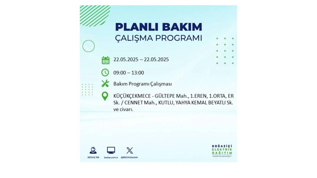 BÜYÜK KESİNTİ YAŞANACAK: 22 Mayıs Perşembe İstanbul elektrik kesintisi. BEDAŞ elektrik kesintisi yaşayacak ilçeleri sıraladı 18