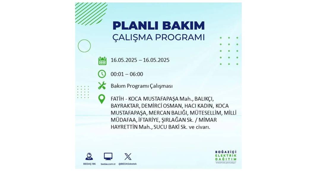 KARANLIĞA HAPSOLACAKLAR: 16 Mayıs Cuma İstanbul elektrik kesintisi. BEDAŞ elektrik kesintisi yaşayacak ilçeleri sıraladı! 36