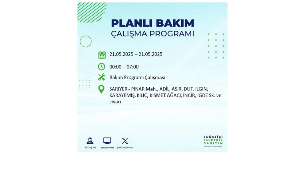 KARANLIĞA GÖMÜLECEKLER: 21 Mayıs Çarşamba İstanbul elektrik kesintisi. BEDAŞ elektrik kesintisi yaşayacakları sıraladı! 13