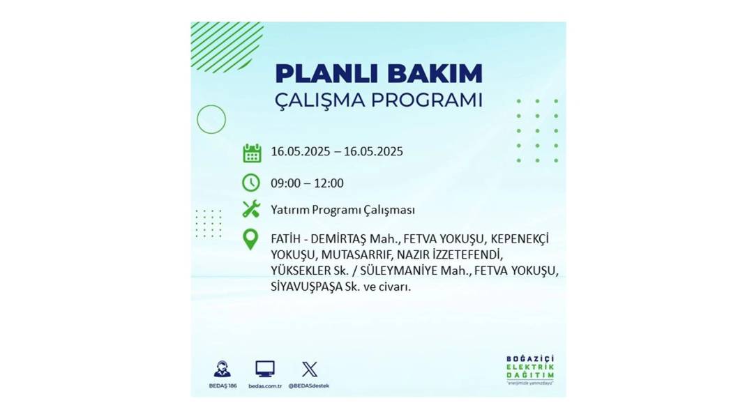 KARANLIĞA HAPSOLACAKLAR: 16 Mayıs Cuma İstanbul elektrik kesintisi. BEDAŞ elektrik kesintisi yaşayacak ilçeleri sıraladı! 38