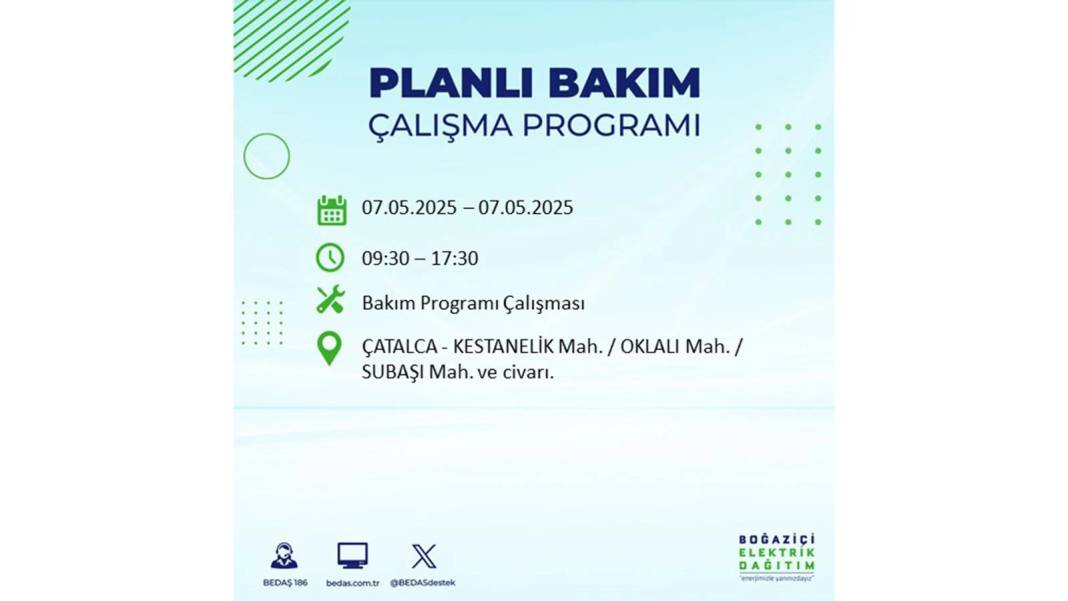 BÜYÜK ELEKTRİK KESİNTİSİ YAŞANACAK: BEDAŞ 7 Mayıs Çarşamba günü elektrik kesintisi yaşayacak ilçeleri sıraladı! 35