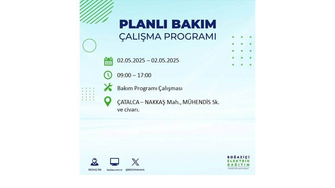 SAATLERCE ELEKTRİK OLMAYACAK: 2 Mayıs Cuma İstanbul elektrik kesintisi. BEDAŞ o ilçeleri sıraladı 44