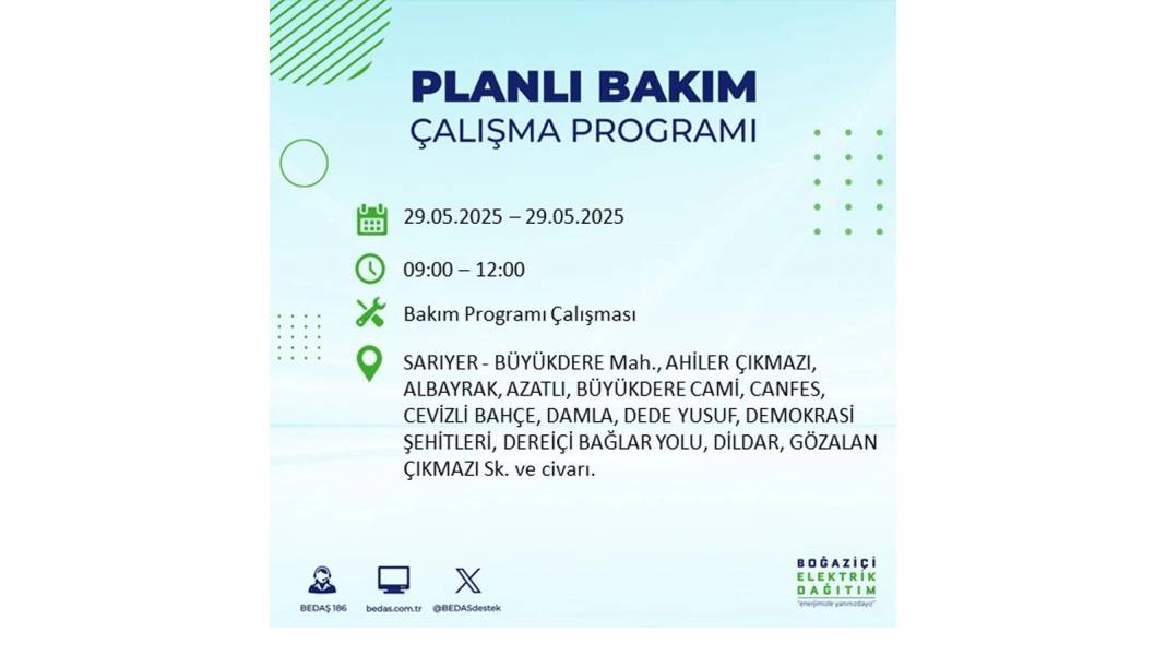 BÜYÜK ELEKTRİK KESİNTİSİ YAŞANACAK: BEDAŞ 29 Mayıs elektrik kesintisi yaşayacak ilçeleri sıraladı! 18