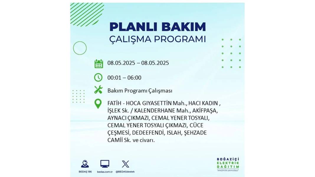 BÜYÜK ELEKTRİK KESİNTİSİ YAŞANACAK: 8 Mayıs Perşembe İstanbul elektrik kesintisi. BEDAŞ o ilçeleri uyardı! 44