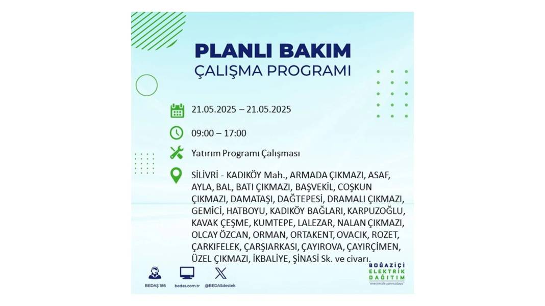 KARANLIĞA GÖMÜLECEKLER: 21 Mayıs Çarşamba İstanbul elektrik kesintisi. BEDAŞ elektrik kesintisi yaşayacakları sıraladı! 6