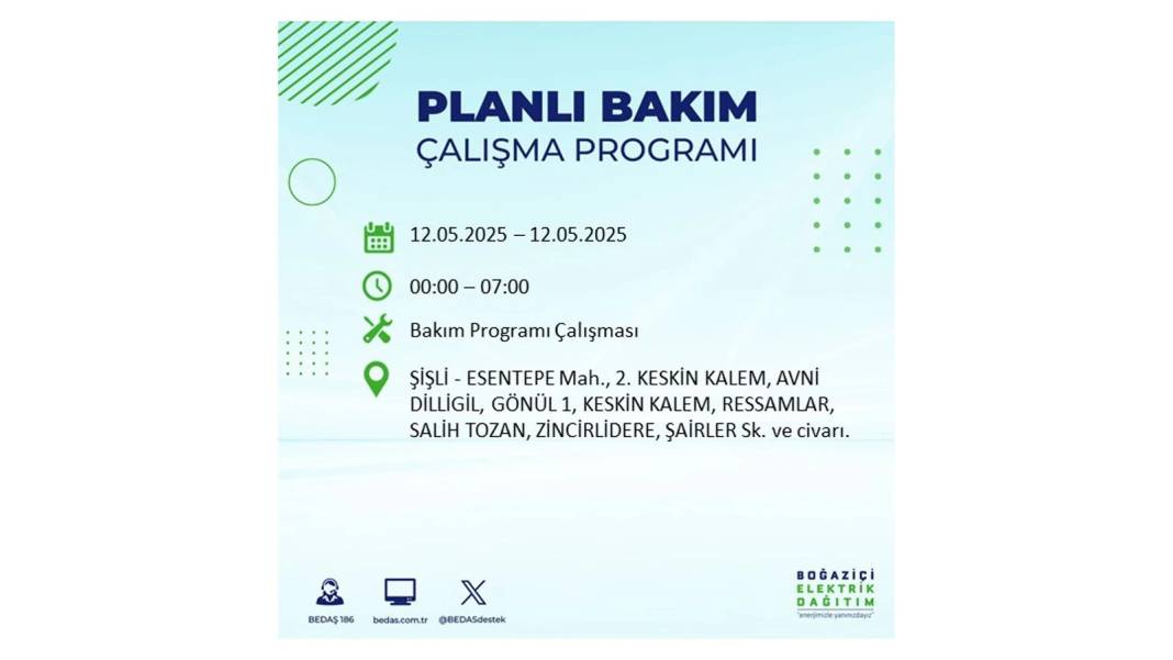 12 Mayıs İstanbul elektrik kesintisi: BEDAŞ elektrik kesintisi yaşayacak ilçeleri sıraladı. Elektrikler ne zaman gelecek? 7