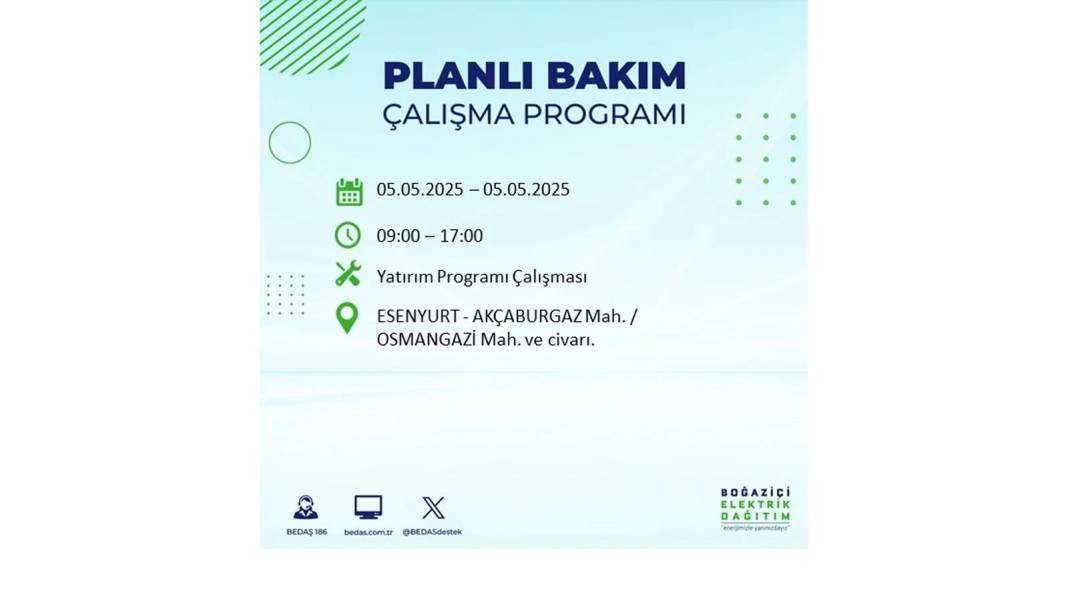 BÜYÜK ELEKTRİK KESİNTİSİ YAŞANACAK: BEDAŞ 5 Mayıs Pazartesi elektrik kesintisi yaşayacak ilçeleri sıraladı! 53