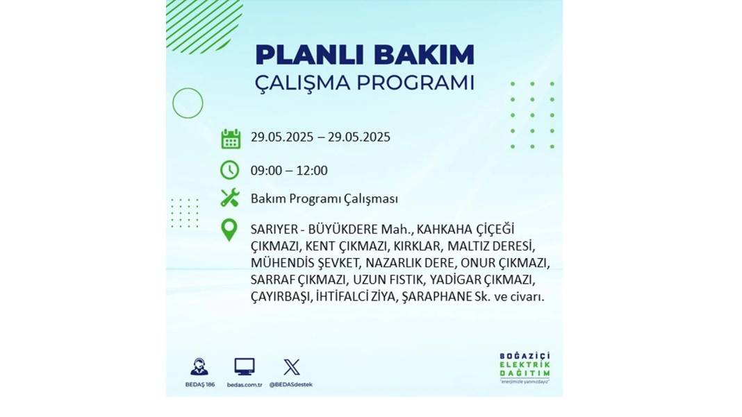 BÜYÜK ELEKTRİK KESİNTİSİ YAŞANACAK: BEDAŞ 29 Mayıs elektrik kesintisi yaşayacak ilçeleri sıraladı! 13