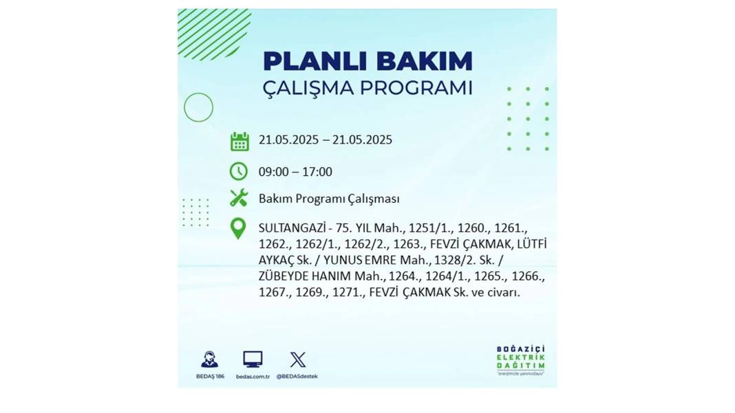 KARANLIĞA GÖMÜLECEKLER: 21 Mayıs Çarşamba İstanbul elektrik kesintisi. BEDAŞ elektrik kesintisi yaşayacakları sıraladı! 7