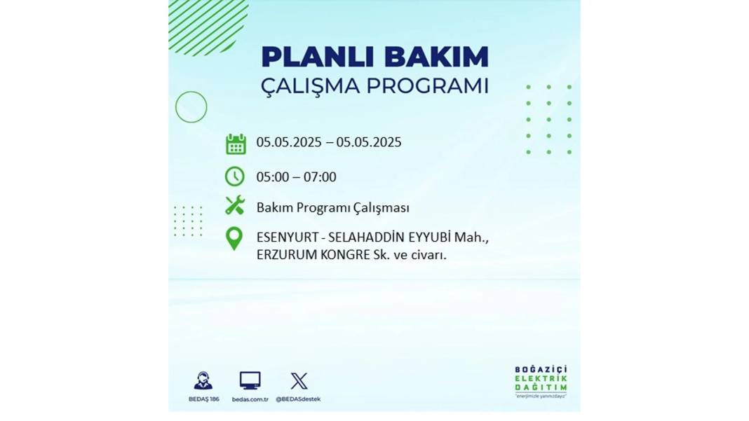 BÜYÜK ELEKTRİK KESİNTİSİ YAŞANACAK: BEDAŞ 5 Mayıs Pazartesi elektrik kesintisi yaşayacak ilçeleri sıraladı! 50