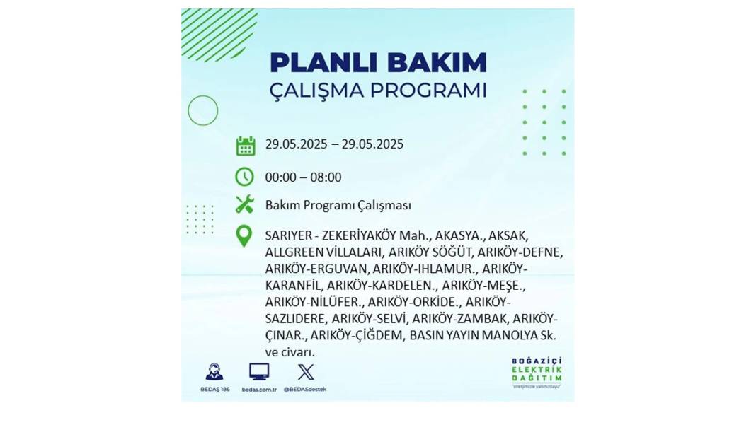 BÜYÜK ELEKTRİK KESİNTİSİ YAŞANACAK: BEDAŞ 29 Mayıs elektrik kesintisi yaşayacak ilçeleri sıraladı! 11