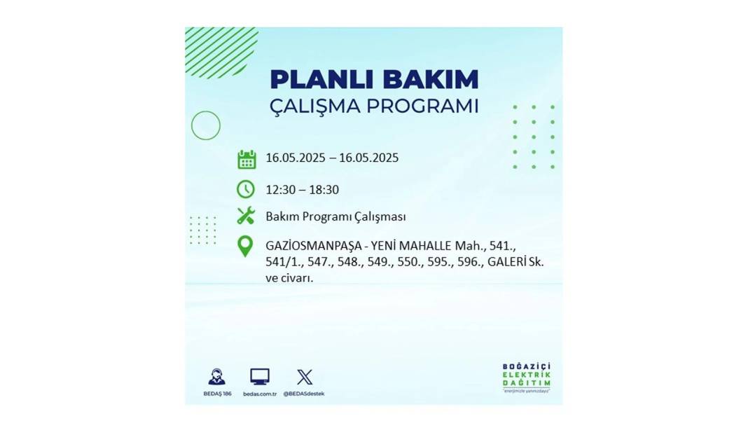 KARANLIĞA HAPSOLACAKLAR: 16 Mayıs Cuma İstanbul elektrik kesintisi. BEDAŞ elektrik kesintisi yaşayacak ilçeleri sıraladı! 31