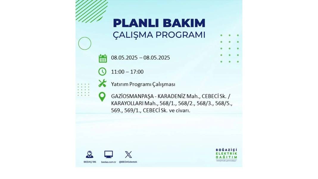 BÜYÜK ELEKTRİK KESİNTİSİ YAŞANACAK: 8 Mayıs Perşembe İstanbul elektrik kesintisi. BEDAŞ o ilçeleri uyardı! 42