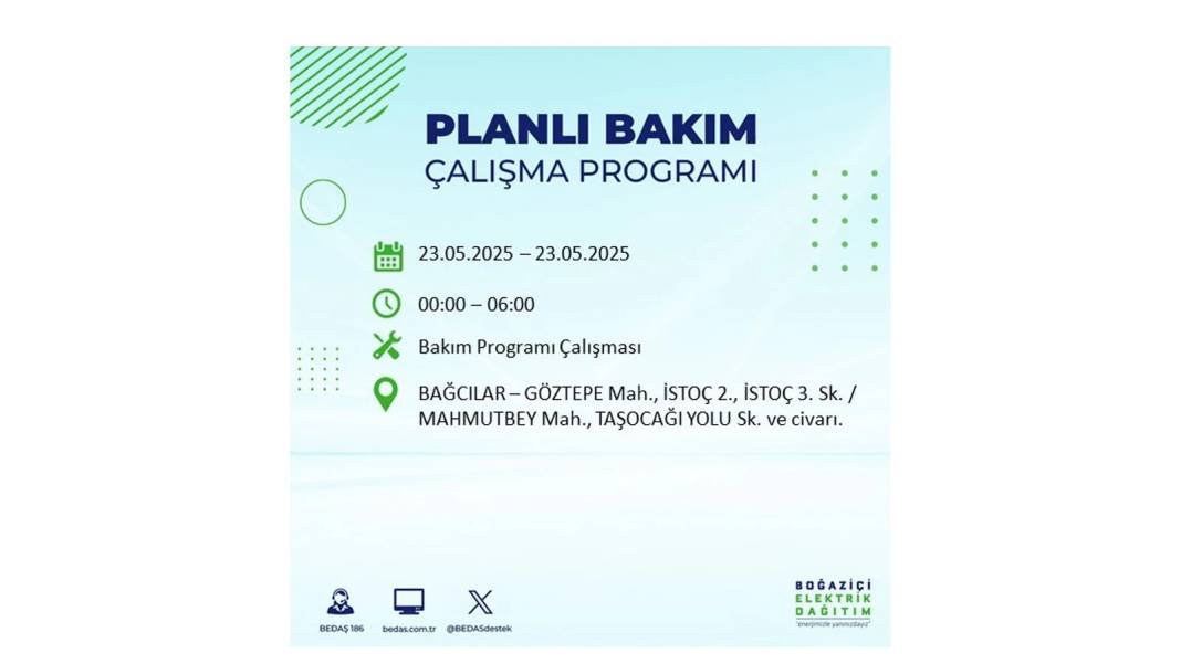 SAATLERCE ELEKTRİK OLMAYACAK: BEDAŞ 23 Mayıs Cuma günü o ilçelerde elektrik kesintisi yaşanacağını duyurdu! 53