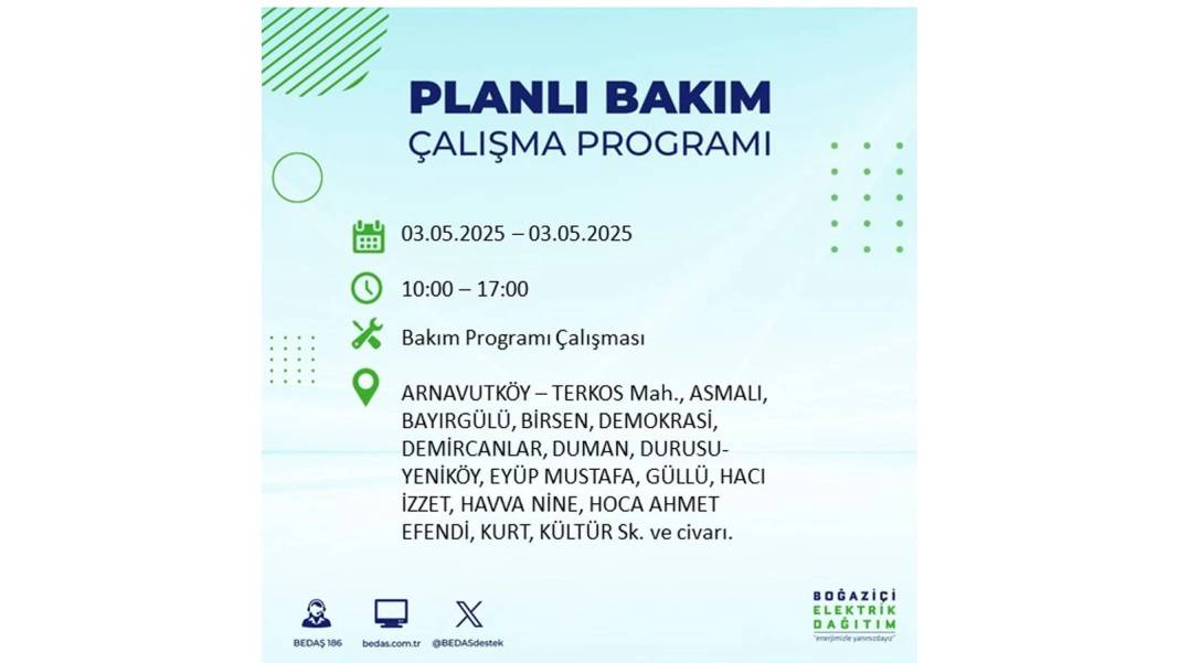 KARANLIĞA GÖMÜLECEKLER: 3 Mayıs Cumartesi elektrik kesintisi yaşayacak ilçeler belli oldu. BEDAŞ o ilçeleri uyardı! 41