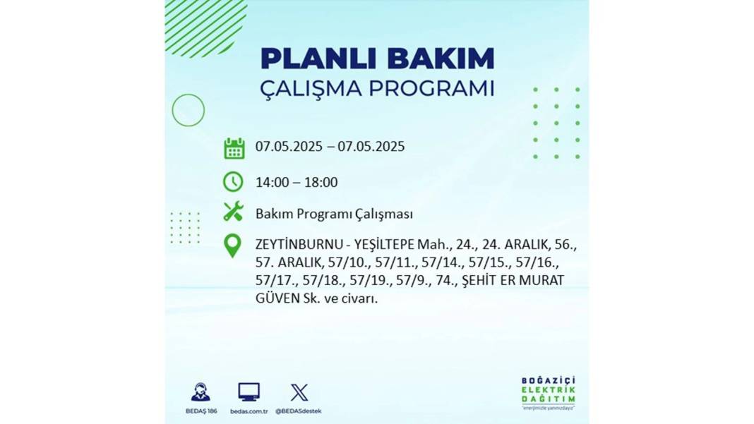 BÜYÜK ELEKTRİK KESİNTİSİ YAŞANACAK: BEDAŞ 7 Mayıs Çarşamba günü elektrik kesintisi yaşayacak ilçeleri sıraladı! 80